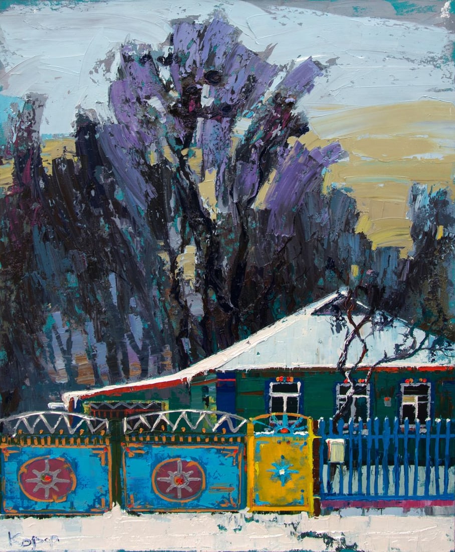Oil painting Snow covered gates Natalia Korf-Ivaniuk (1 of 7)