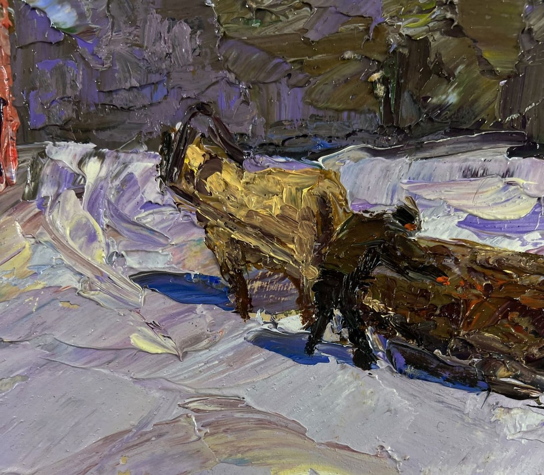 Oil painting Winter road through quiet forests Boris Serdyuk - 8