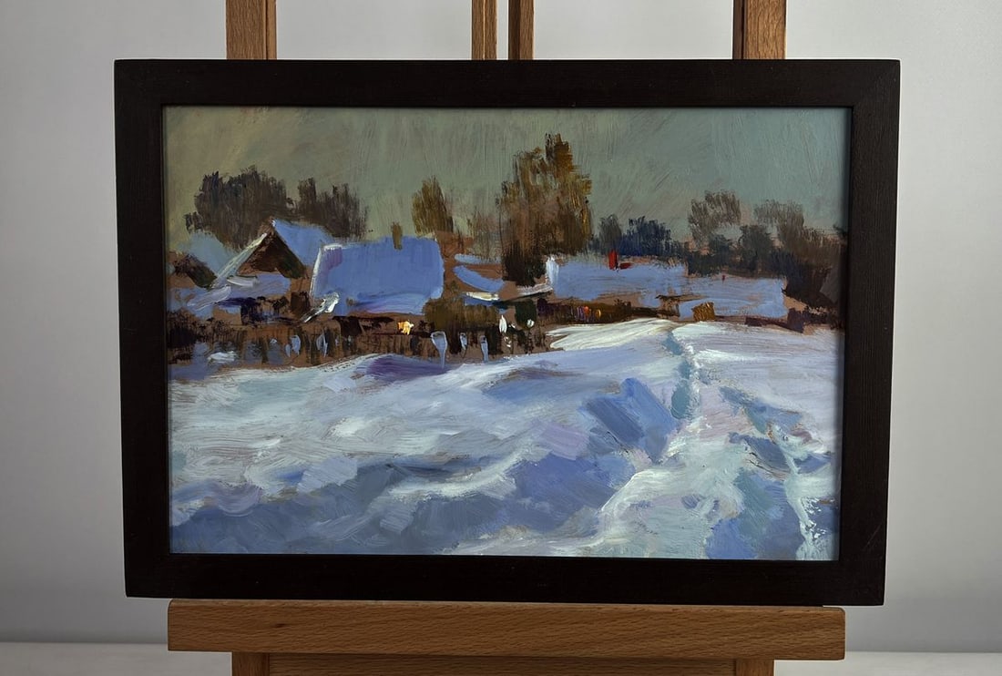 Oil painting Large snow drifts fell Yuriy Suprunchuk: Title: Oil painting Large snow drifts fell Yuriy Suprunchuk Description: No.AAA4978The oil painting on cardboard titled "Large Snow Drifts Fell" immerses the viewer in the tranquil, almost solemn atmo