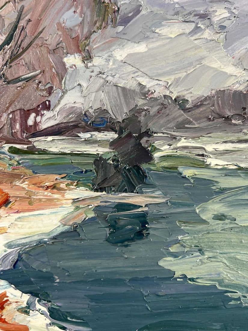 Oil painting River against the backdrop of snowy trees Boris Serdyuk - 6