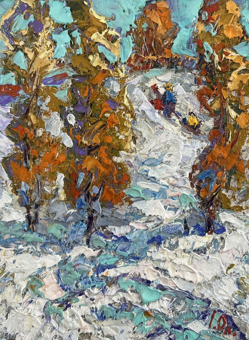 Oil painting The first snow fell Alex Kalenyuk - 3