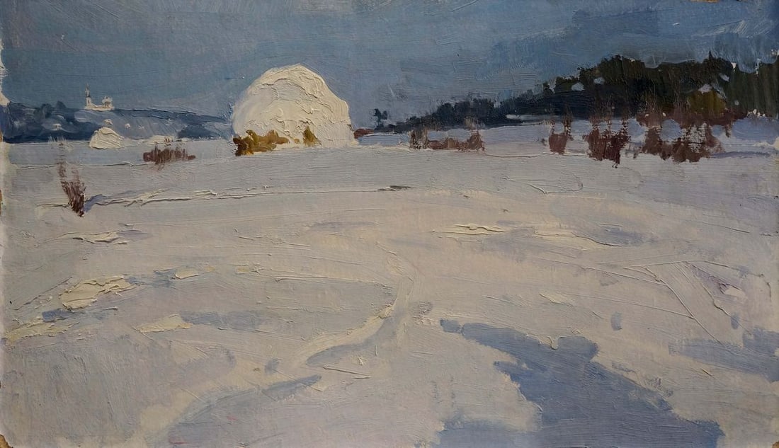 Oil painting Winter landscape Petrov Georgy Petrovich: Title: Oil painting Winter landscape Petrov Georgy Petrovich Description: No.Verns 732 *** ABOUT THIS PAINTING *** * TITLE: "Winter landscape" * ARTISTS: Petrov Georgy Petrovich * SIZE: 40x70 cm/15.74