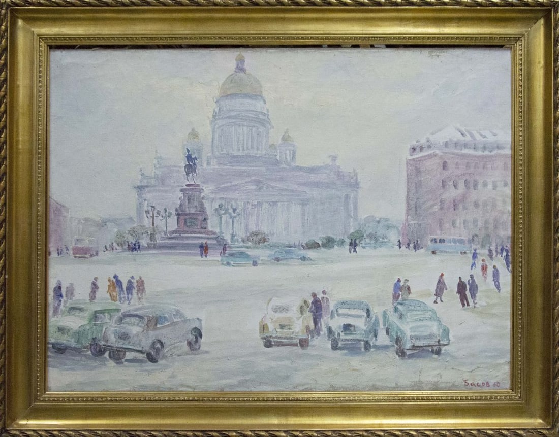 Oil painting City center Basov Yakov Alexandrovich: Title: Oil painting City center Basov Yakov Alexandrovich Description: No.Vernd 165 *** ABOUT THIS PAINTING *** * TITLE: "City center" * ARTISTS: Basov Yakov Alexandrovich * SIZE: 72x100