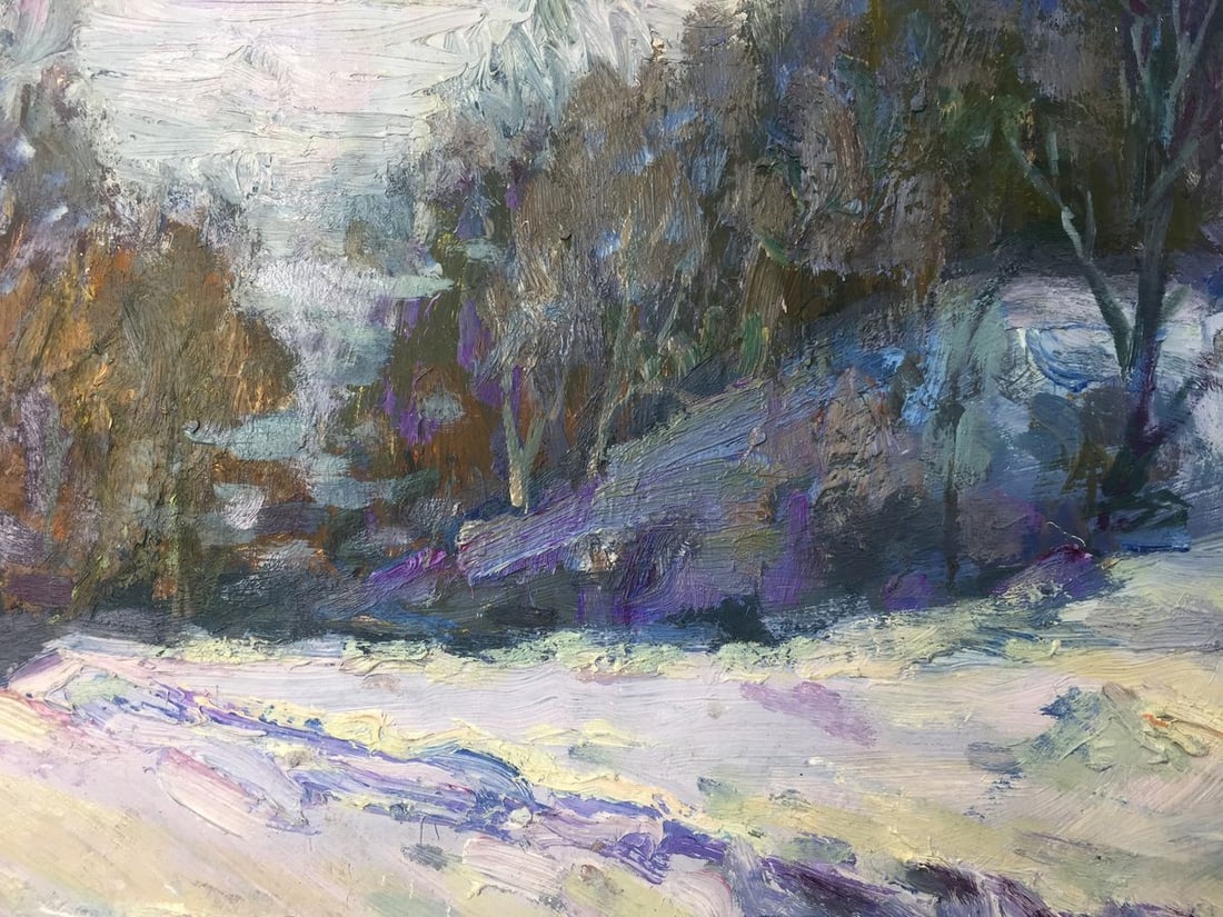 Oil painting Winter time original picture painter - 3
