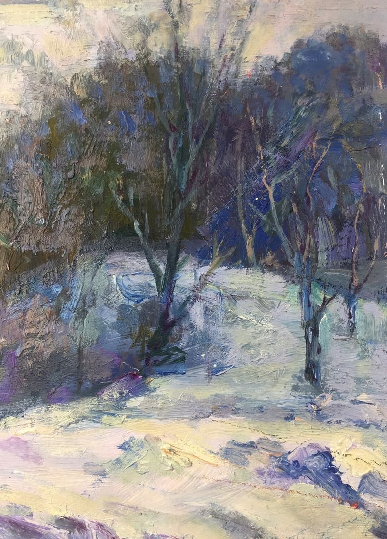 Oil painting Winter time original picture painter - 4
