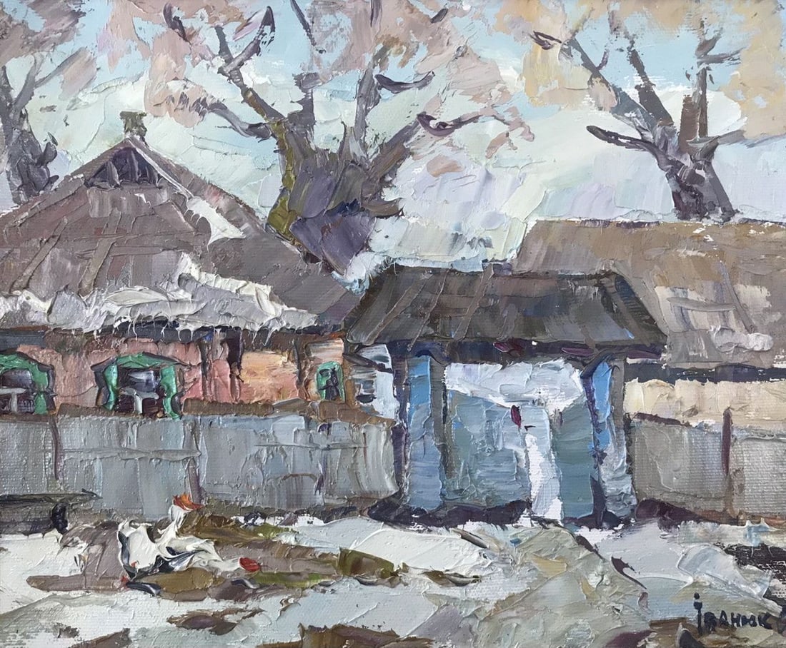 Oil painting The first snow Kalenyuk Alex: Title: Oil painting The first snow Kalenyuk Alex Description: No.Kalen 764 *** ABOUT THIS PAINTING *** * TITLE: "The first snow" * ARTISTS: Kalenyuk Alex * SIZE: 25x30 cm/9.84x11.81 inches' * MEDIUM: