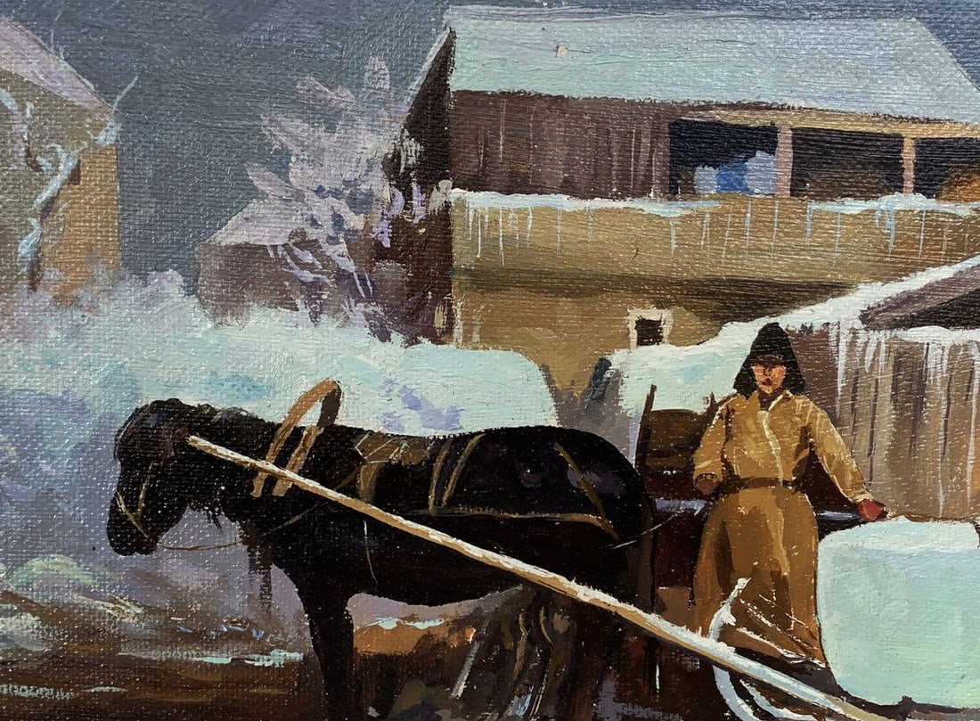 Oil painting Horse in the village Unknown artist - 3