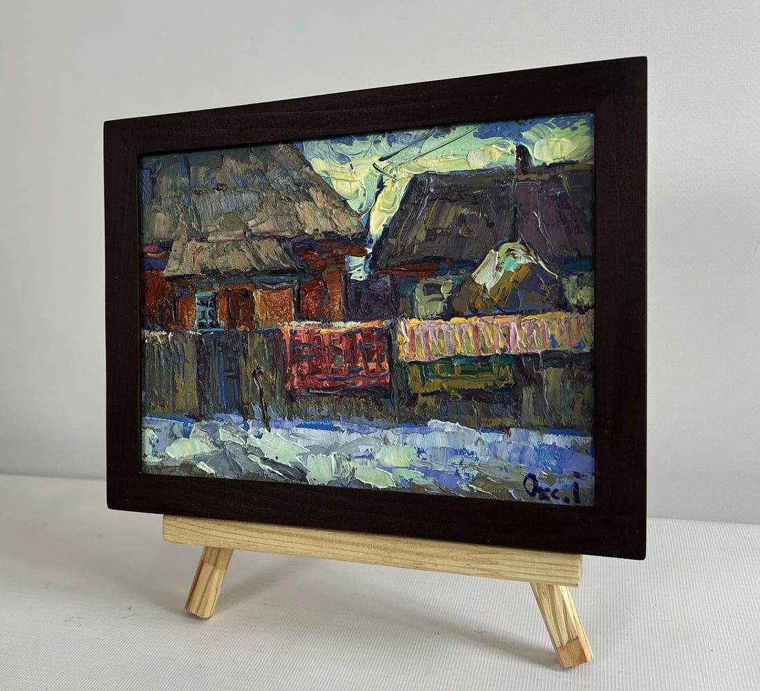 Oil painting Sunset behind the rooftops Oksana Kalenyuk - 2