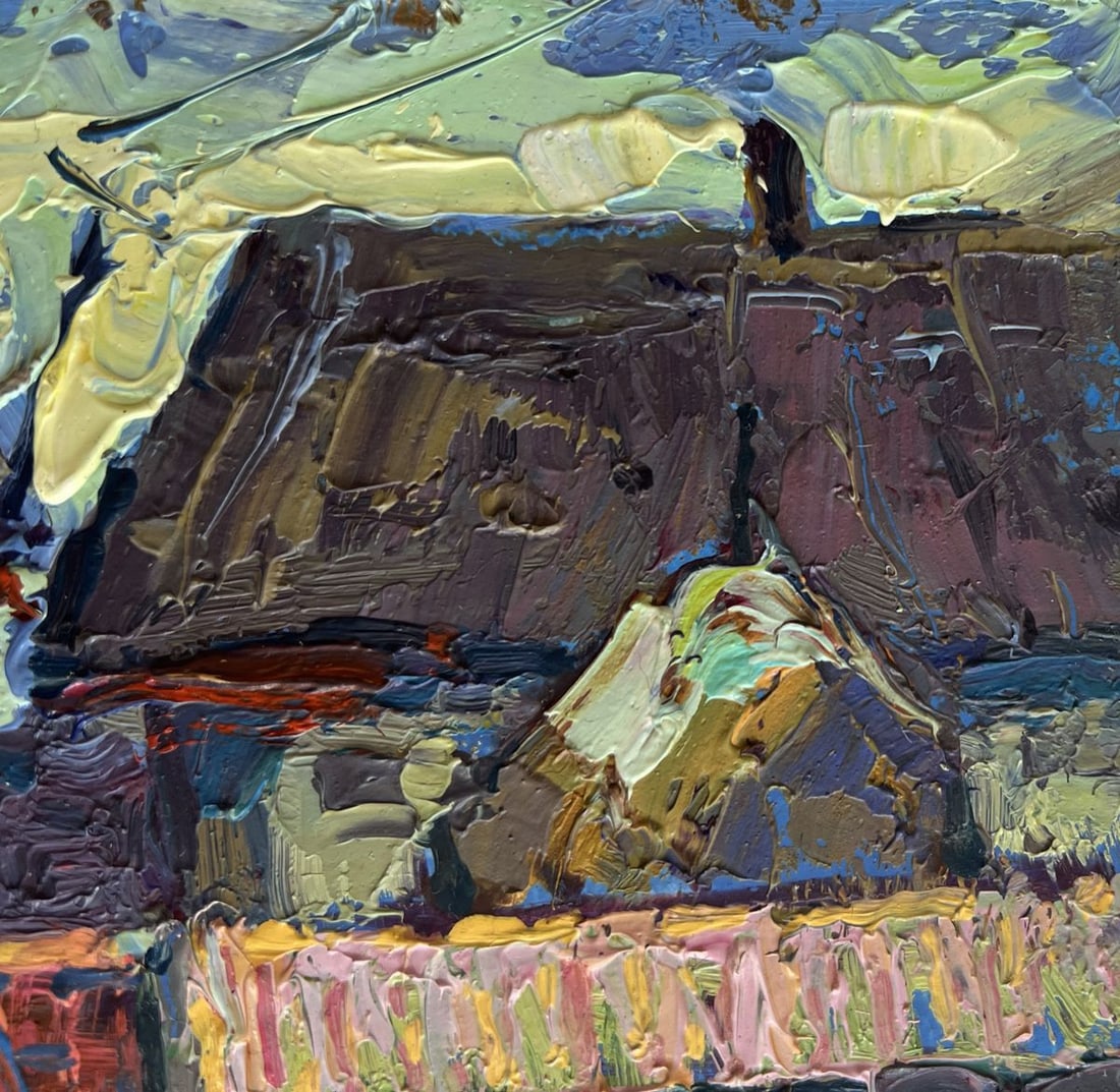 Oil painting Sunset behind the rooftops Oksana Kalenyuk - 4