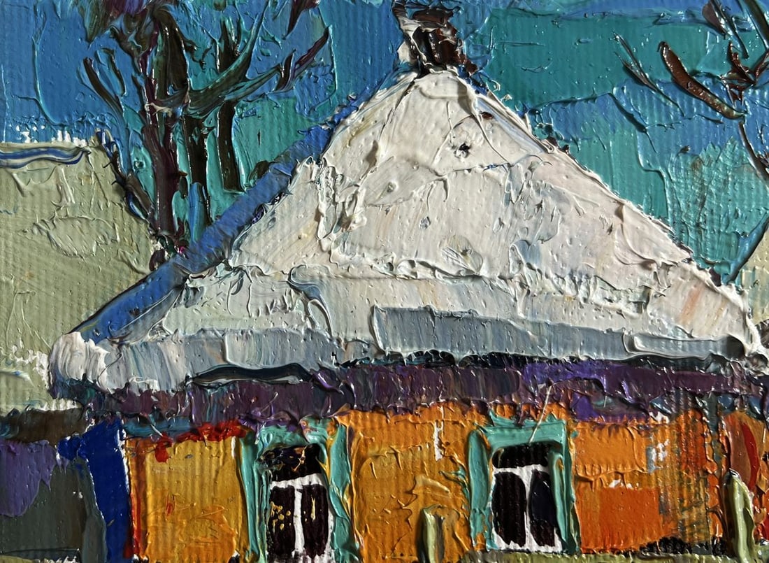 Oil painting Frosty morning in the village Oksana Kalenyuk - 6