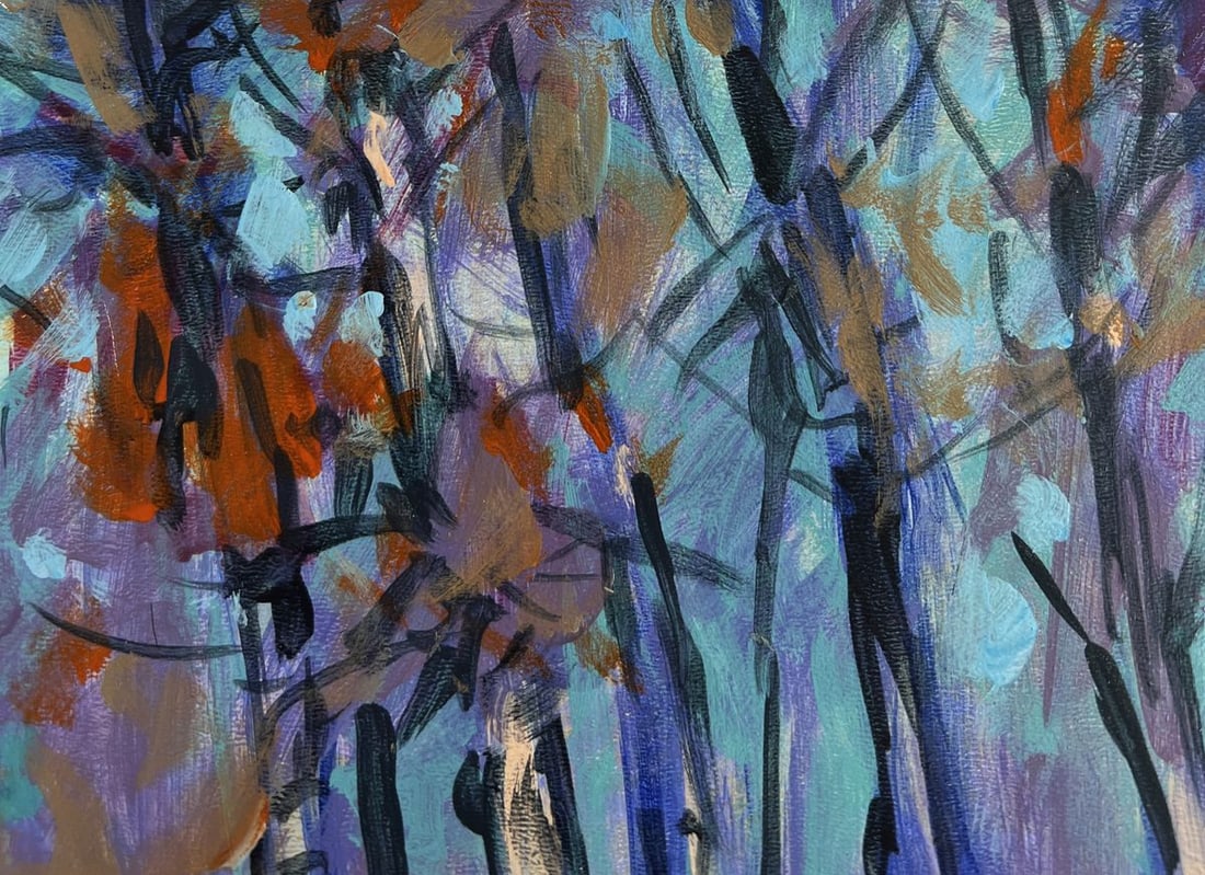 Acrylic painting The first snow fell Mykhailo Patskan - 5