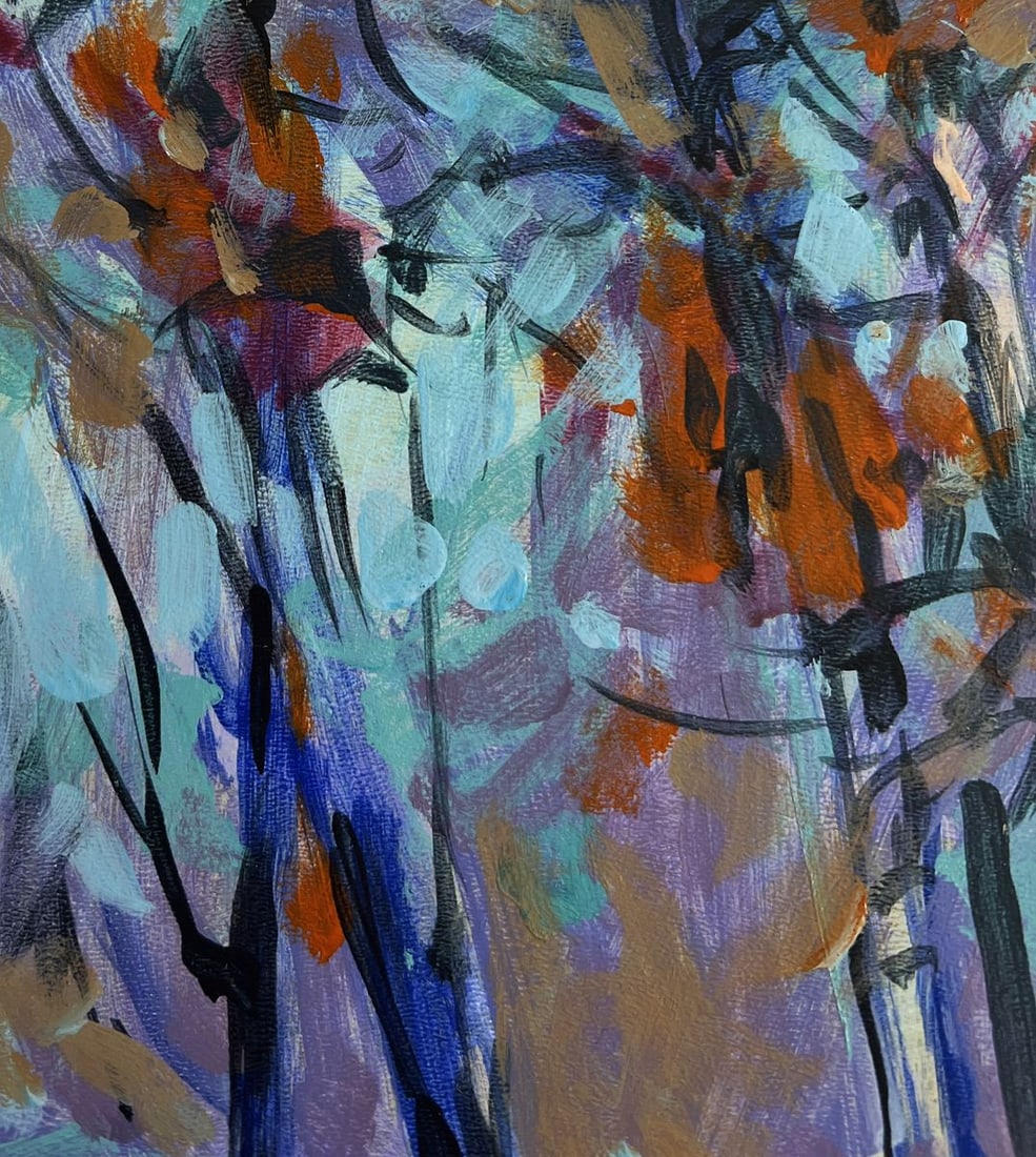 Acrylic painting The first snow fell Mykhailo Patskan - 6