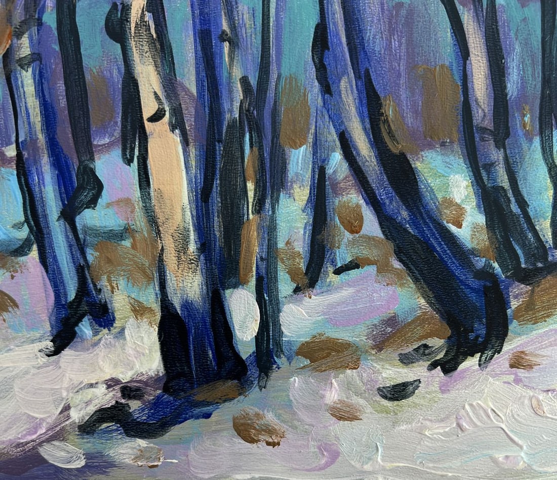 Acrylic painting The first snow fell Mykhailo Patskan - 7