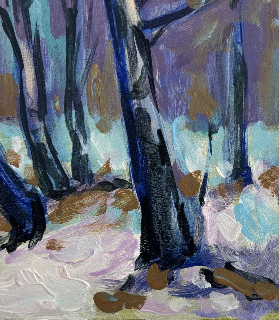 Acrylic painting The first snow fell Mykhailo Patskan - 8