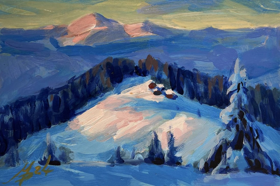 Acrylic painting After the snowfall Mykhailo Patskan - 3