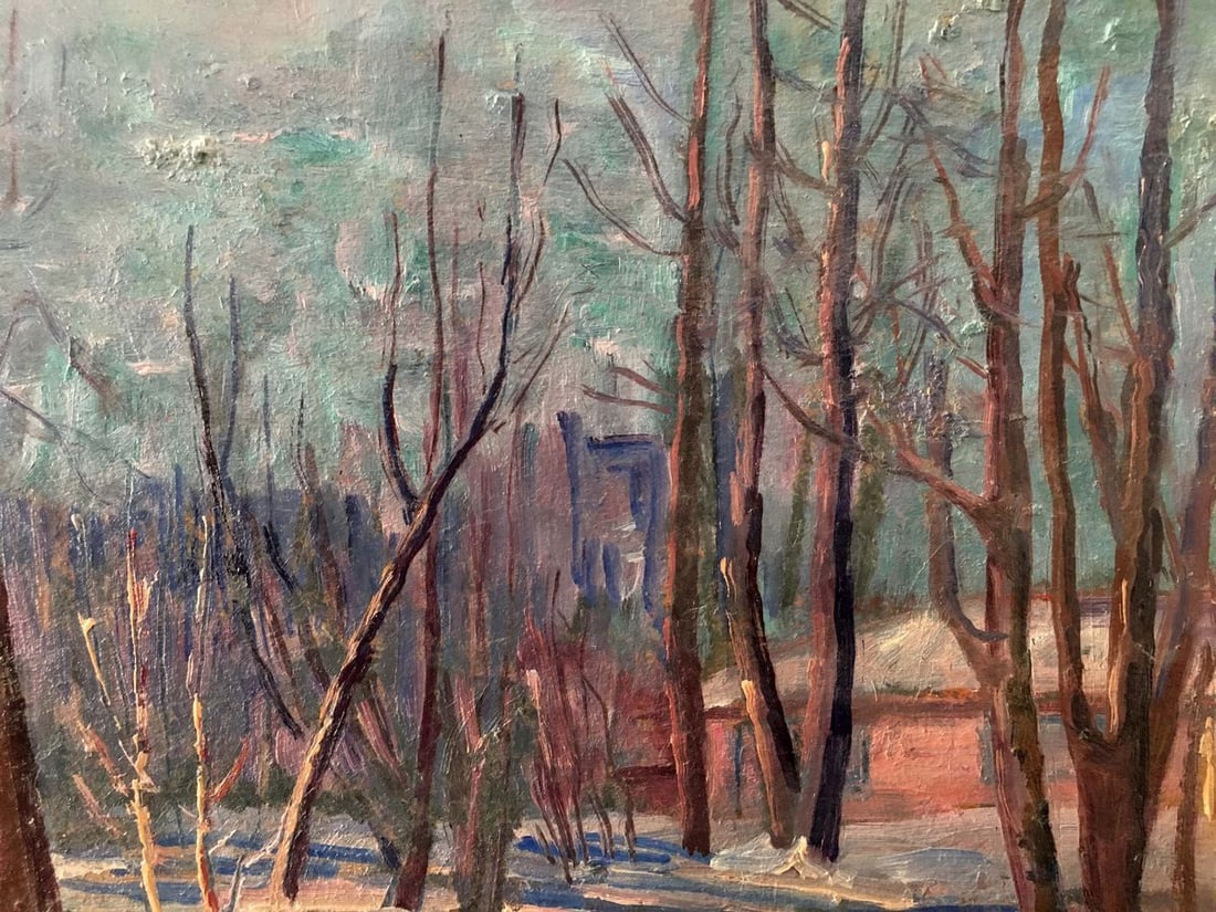 Oil painting Winter forest landscape - 5