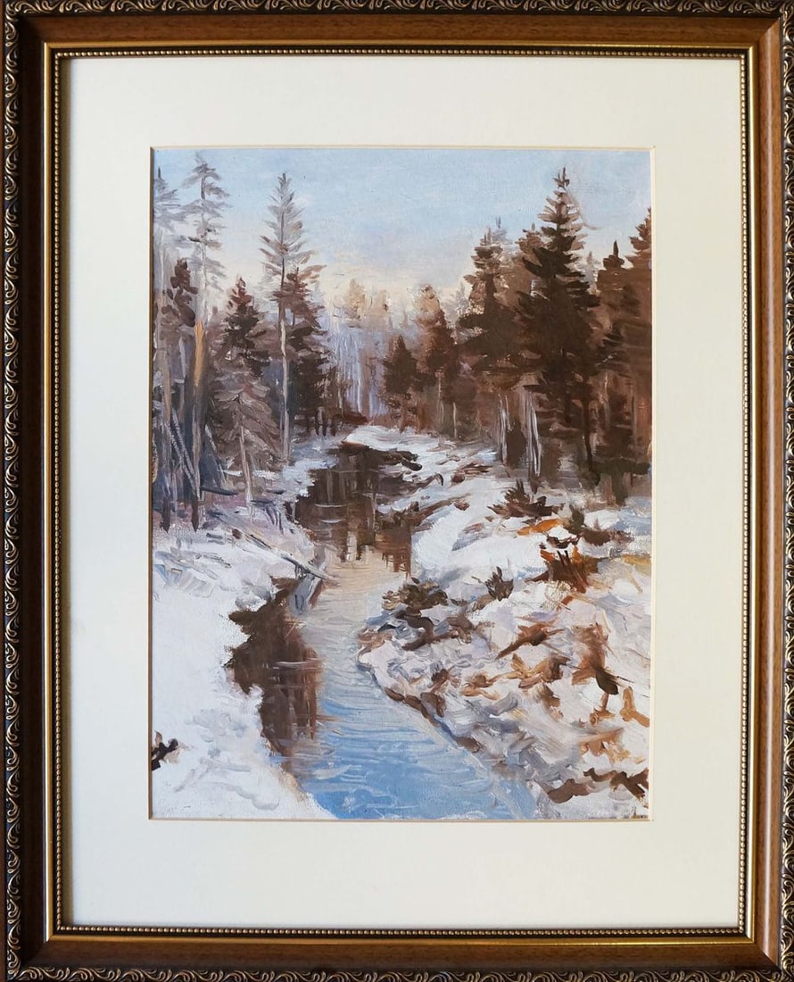 Oil painting Winter: Title: Oil painting Winter Description: No.Verns 112 *** ABOUT THIS PAINTING *** * TITLE: "Winter" * ARTISTS: Unknown artist * SIZE: 33x24 cm/12.99x9.44 inches', frame size: 48x40 cm/18.89?15.74