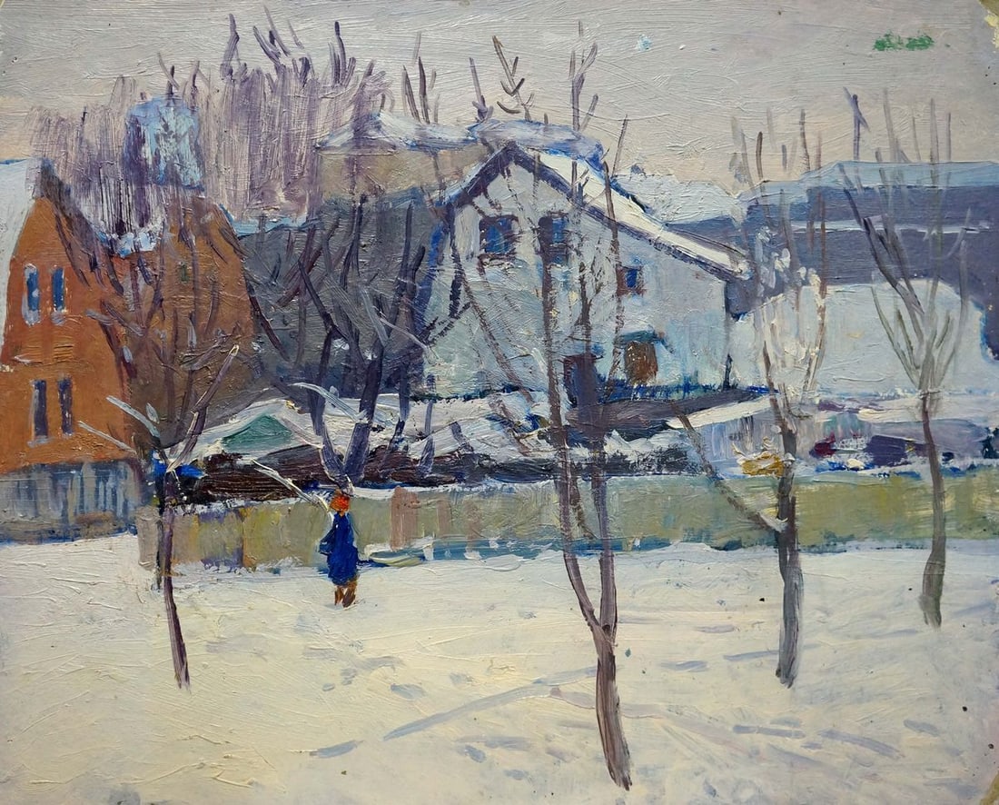 Oil painting Winter landscape Gantman Moses Faybovich: Title: Oil painting Winter landscape Gantman Moses Faybovich Description: No.Verns 339 *** ABOUT THIS PAINTING *** * TITLE: "Winter landscape" * ARTISTS: Gantman Moses Faybovich * SIZE: 50x40 cm/19.68