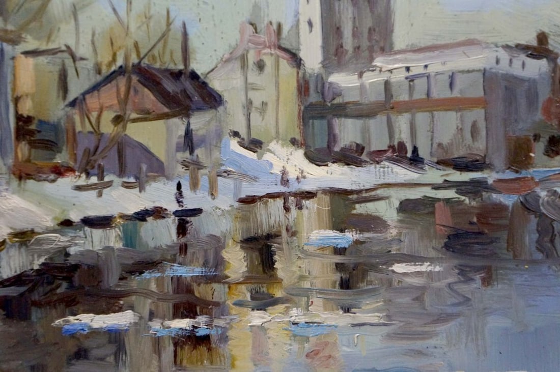 Oil painting Winter landscape - 6