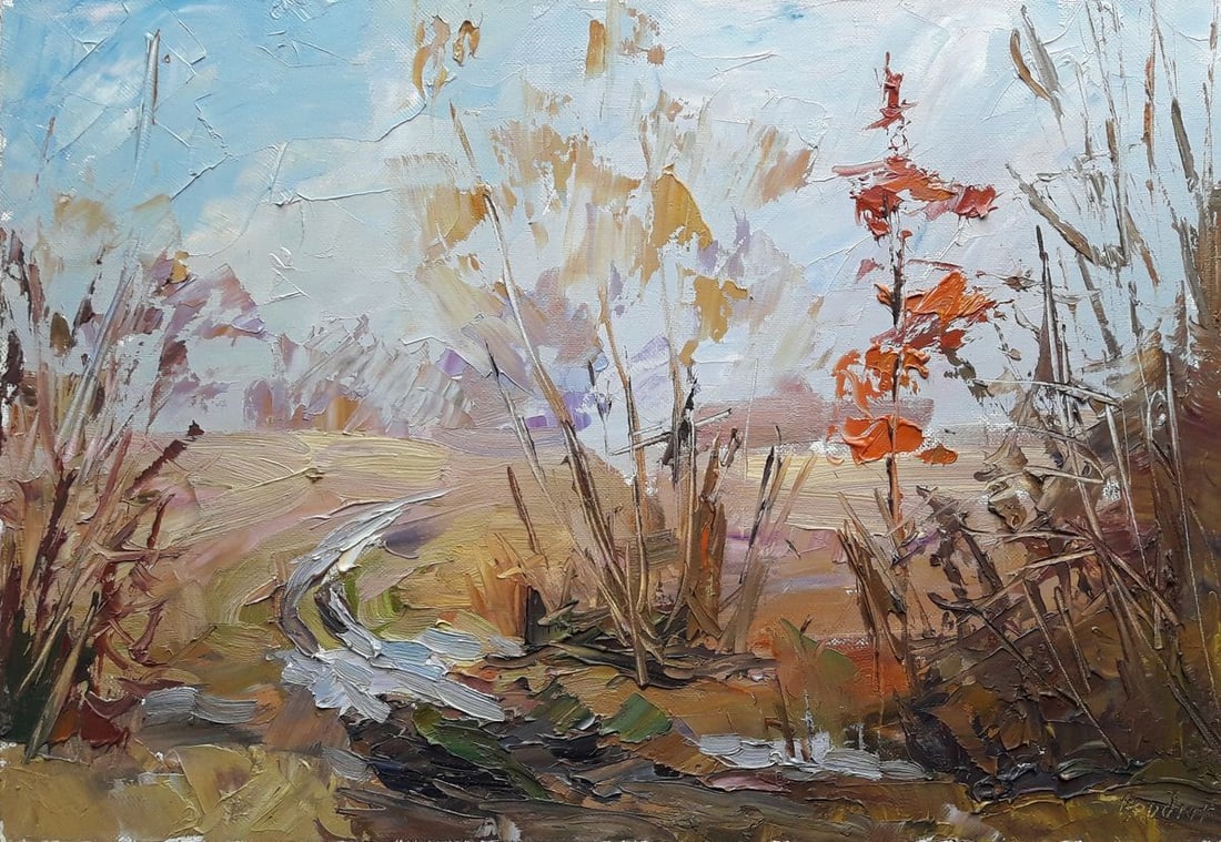 Oil painting Last snow / Serdyuk Boris Petrovich: Title: Oil painting Last snow / Serdyuk Boris Petrovich Description: No.SERB 17 * TITLE: "Last snow" * ARTISTS: Serdyuk Boris Petrovich * SIZE: 60 x 42cm/23,62'x 16,53 inches' * MEDIUM: oil, canvas * 