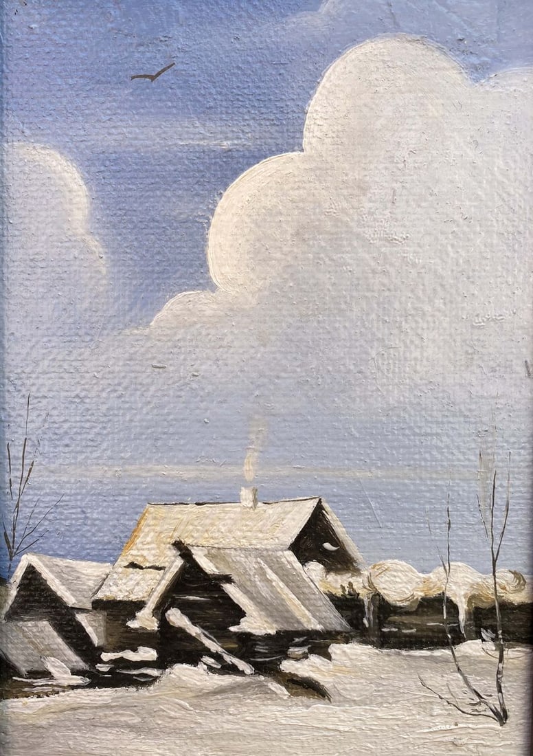 Oil painting Winter landscape Unknown artist - 3