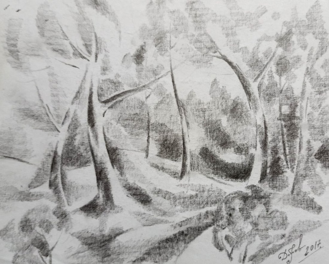 Abstract pencil painting Forest landscape Peter Tovpev: Title: Abstract pencil painting Forest landscape Peter Tovpev Description: No.Dobr 544 *** ABOUT THIS PAINTING *** * TITLE: "Forest landscape" * ARTISTS: Peter Tovpev * SIZE: 20x22 cm/7.87x8.66 inches