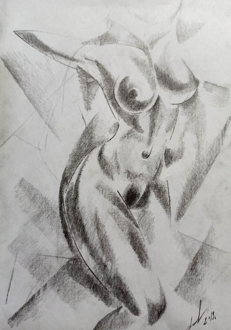 Abstract pencil painting Portrait of a naked girl Peter Tovpev: Title: Abstract pencil painting Portrait of a naked girl Peter Tovpev Description: No.Dobr 545 *** ABOUT THIS PAINTING *** * TITLE: "Portrait of a naked girl" * ARTISTS: Peter Tovpev * SIZE: 30x20 cm/