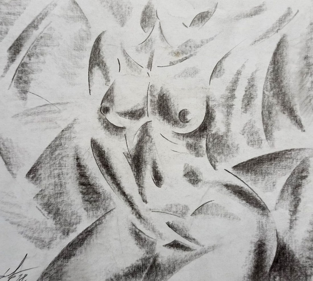 Abstract pencil painting Portrait of a naked girl Peter Tovpev: Title: Abstract pencil painting Portrait of a naked girl Peter Tovpev Description: No.Dobr 547 *** ABOUT THIS PAINTING *** * TITLE: "Portrait of a naked girl" * ARTISTS: Peter Tovpev * SIZE: 16x18 cm/