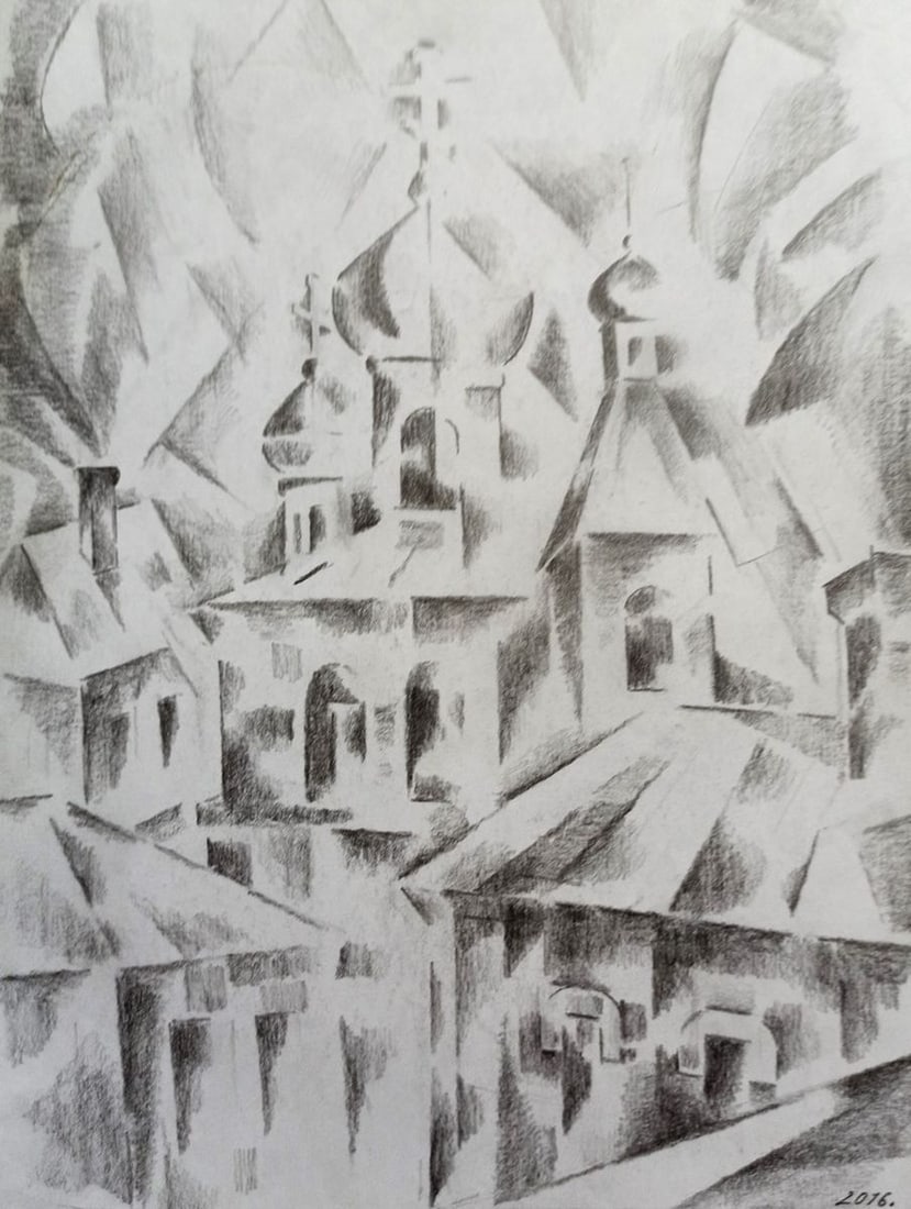 Abstract pencil painting City center Peter Tovpev: Title: Abstract pencil painting City center Peter Tovpev Description: No.Dobr 558 *** ABOUT THIS PAINTING *** * TITLE: "City center" * ARTISTS: Peter Tovpev * SIZE: 27x21 cm/10.62x8.26 inches' * MEDIU