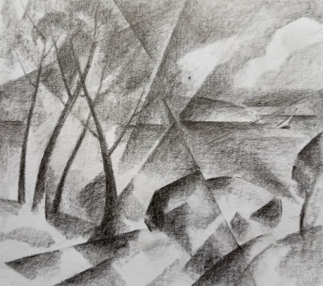 Abstract pencil painting Landscape with a church Peter Tovpev: Title: Abstract pencil painting Landscape with a church Peter Tovpev Description: No.Dobr 563 *** ABOUT THIS PAINTING *** * TITLE: "Landscape with a church" * ARTISTS: Peter Tovpev * SIZE: 16x18 cm/6.