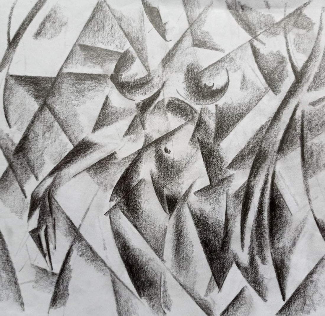 Abstract pencil painting Portrait of a naked girl Peter Tovpev: Title: Abstract pencil painting Portrait of a naked girl Peter Tovpev Description: No.Dobr 578 *** ABOUT THIS PAINTING *** * TITLE: "Portrait of a naked girl" * ARTISTS: Peter Tovpev * SIZE: 21x22 cm/