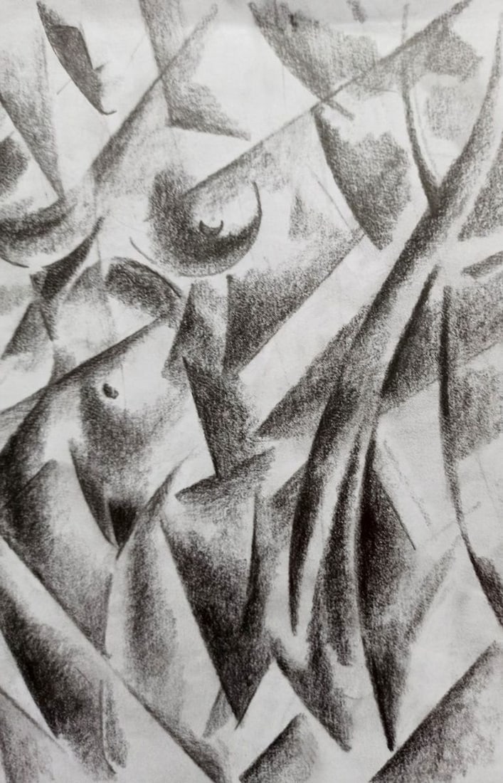 Abstract pencil painting Portrait of a naked girl Peter Tovpev - 3