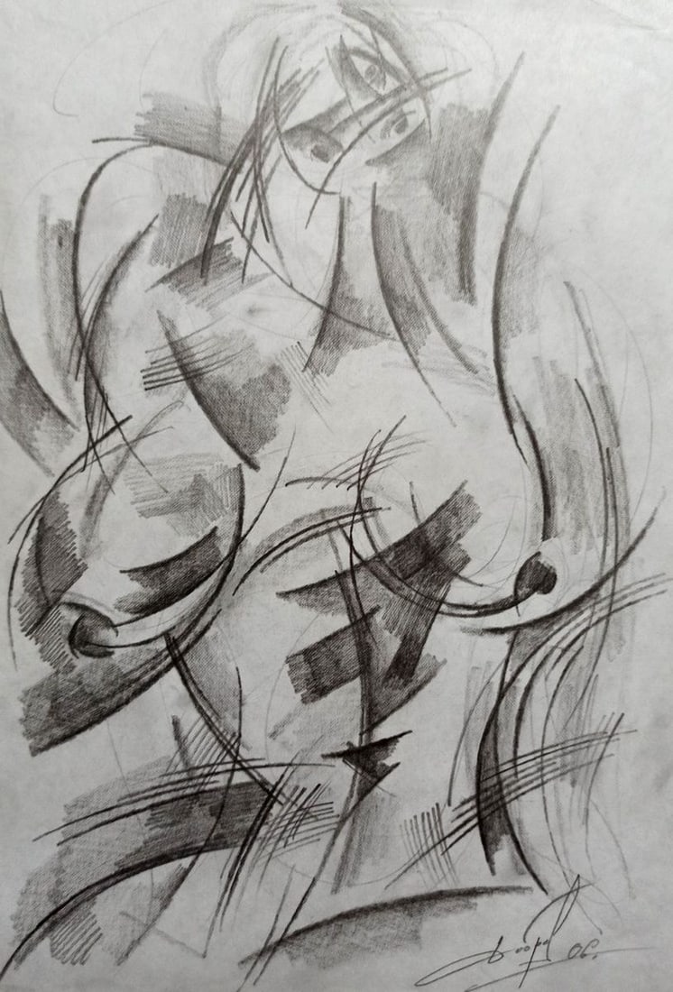 Abstract pencil painting Portrait of a naked girl Peter Tovpev: Title: Abstract pencil painting Portrait of a naked girl Peter Tovpev Description: No.Dobr 596 *** ABOUT THIS PAINTING *** * TITLE: "Portrait of a naked girl" * ARTISTS: Peter Tovpev * SIZE: 30x20 cm/