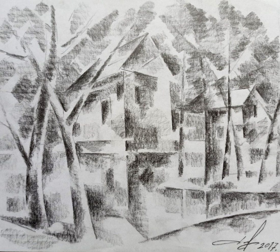 Abstract pencil painting City Park Peter Tovpev: Title: Abstract pencil painting City Park Peter Tovpev Description: No.Dobr 610 *** ABOUT THIS PAINTING *** * TITLE: "City Park" * ARTISTS: Peter Tovpev * SIZE: 21x23 cm/8.26x9.05 inches' * MEDIUM: pe