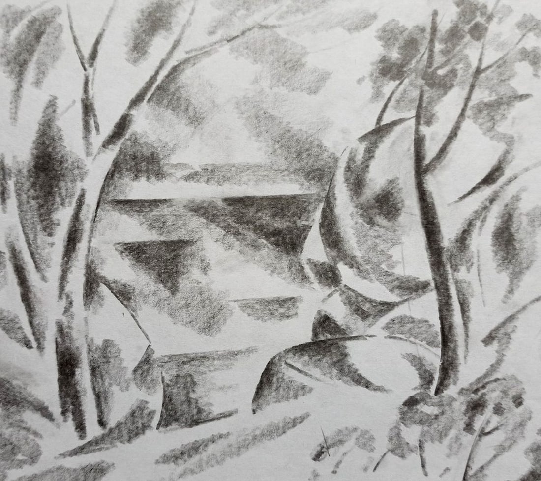 Abstract pencil painting River landscape Peter Tovpev: Title: Abstract pencil painting River landscape Peter Tovpev Description: No.Dobr 611 *** ABOUT THIS PAINTING *** * TITLE: "River landscape" * ARTISTS: Peter Tovpev * SIZE: 16x18 cm/6.29x7.08 inches' 