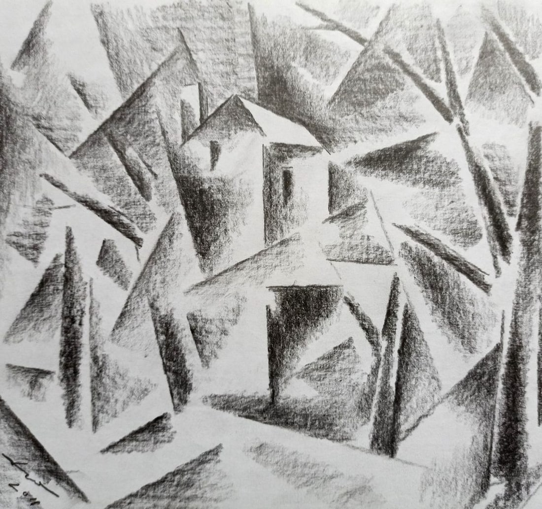 Abstract pencil painting Houses in the forest Peter Tovpev: Title: Abstract pencil painting Houses in the forest Peter Tovpev Description: No.Dobr 636 *** ABOUT THIS PAINTING *** * TITLE: "Houses in the forest" * ARTISTS: Peter Tovpev * SIZE: 21x23