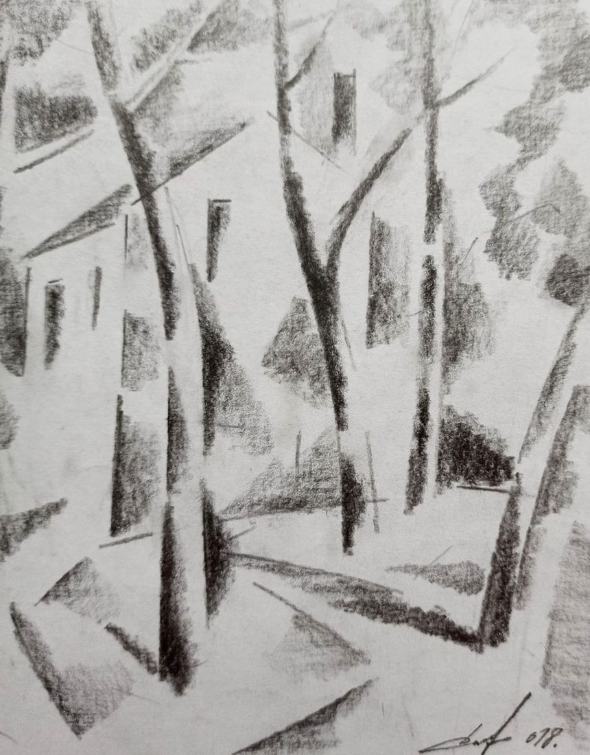 Abstract pencil painting Summer day Peter Tovpev - 3