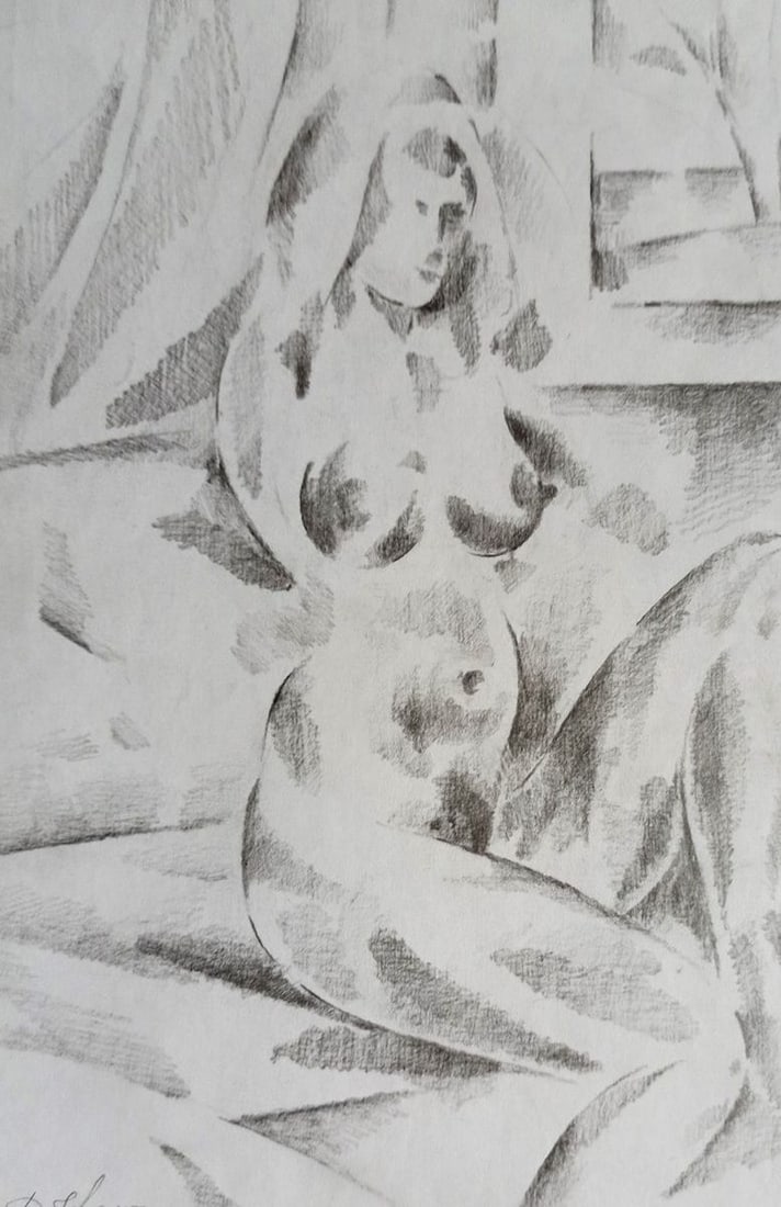Abstract pencil painting Portrait of a naked girl Peter Tovpev: Title: Abstract pencil painting Portrait of a naked girl Peter Tovpev Description: No.Dobr 650 *** ABOUT THIS PAINTING *** * TITLE: "Portrait of a naked girl" * ARTISTS: Peter Tovpev * SIZE: 26x17 cm/