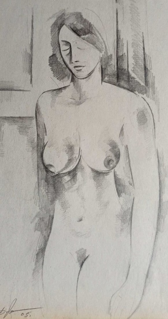 Abstract pencil painting Portrait of a naked girl Peter Tovpev: Title: Abstract pencil painting Portrait of a naked girl Peter Tovpev Description: No.Dobr 671 *** ABOUT THIS PAINTING *** * TITLE: "Portrait of a naked girl" * ARTISTS: Peter Tovpev * SIZE: 26x15 cm/