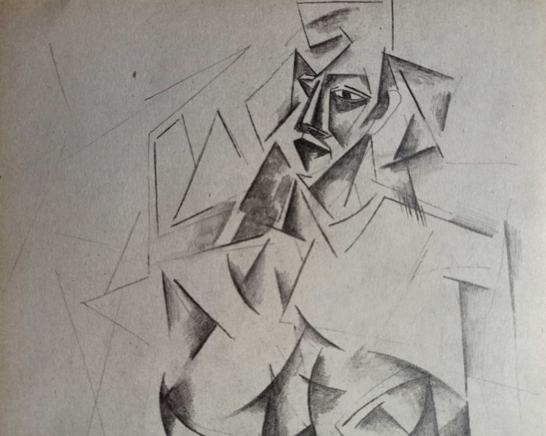 Abstract pencil painting Portrait of a naked girl Peter Tovpev - 2