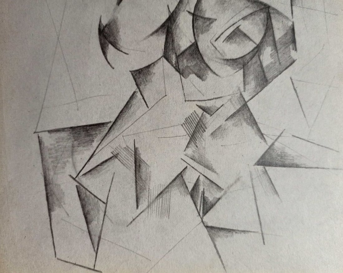 Abstract pencil painting Portrait of a naked girl Peter Tovpev - 3