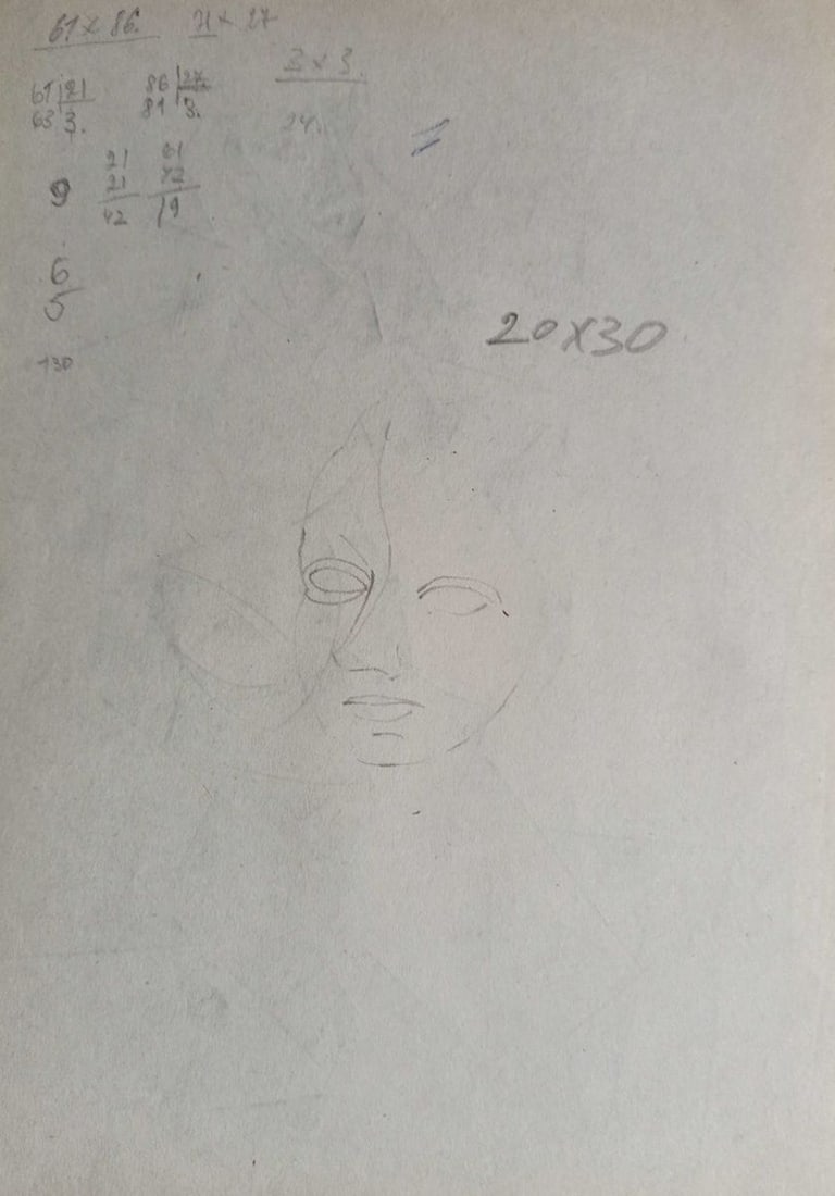 Abstract pencil painting Portrait of a naked girl Peter Tovpev - 4