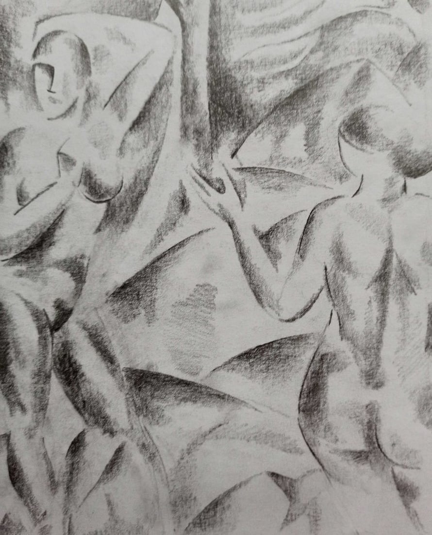 Abstract pencil painting Naked girls Peter Tovpev - 3