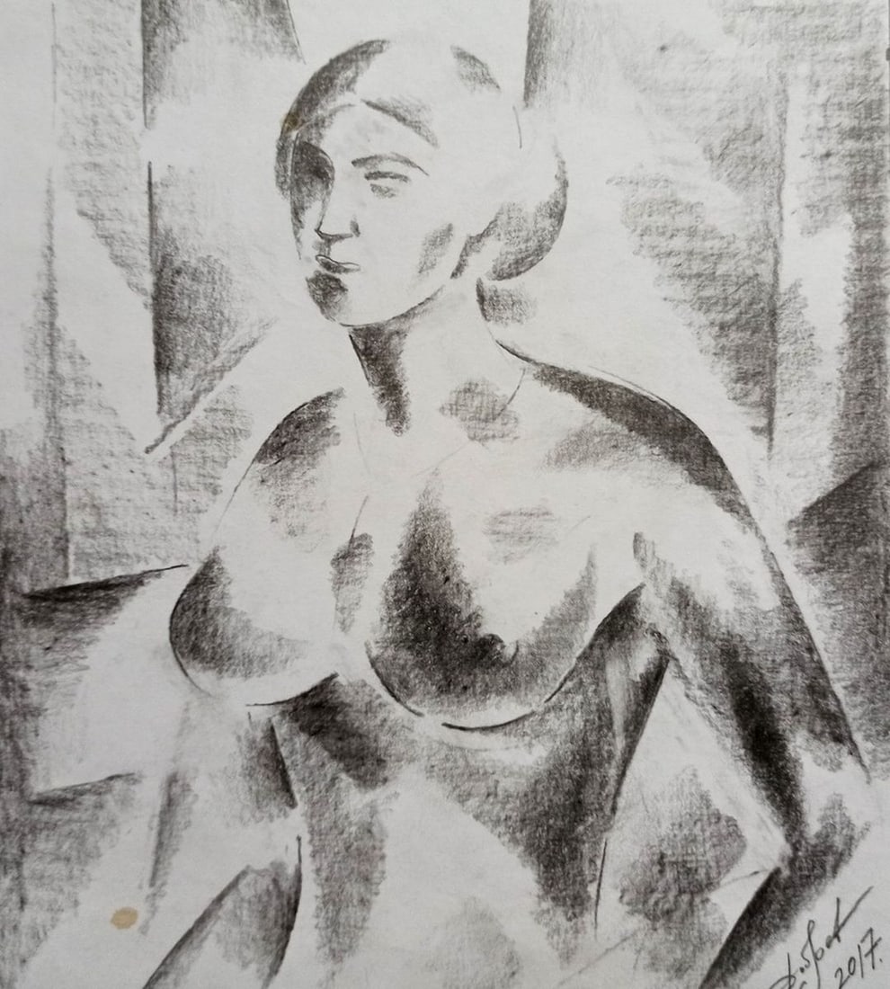 Abstract pencil painting Portrait of a naked girl Peter Tovpev: Title: Abstract pencil painting Portrait of a naked girl Peter Tovpev Description: No.Dobr 754 *** ABOUT THIS PAINTING *** * TITLE: "Portrait of a naked girl" * ARTISTS: Peter Tovpev * SIZE: 20x18 cm/
