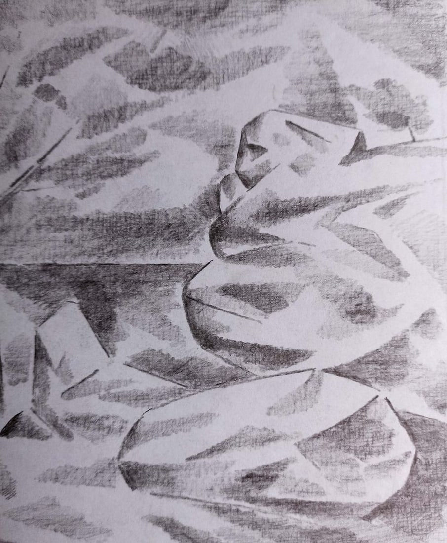 Pencil painting Rocks and trees Peter Tovpev - 3