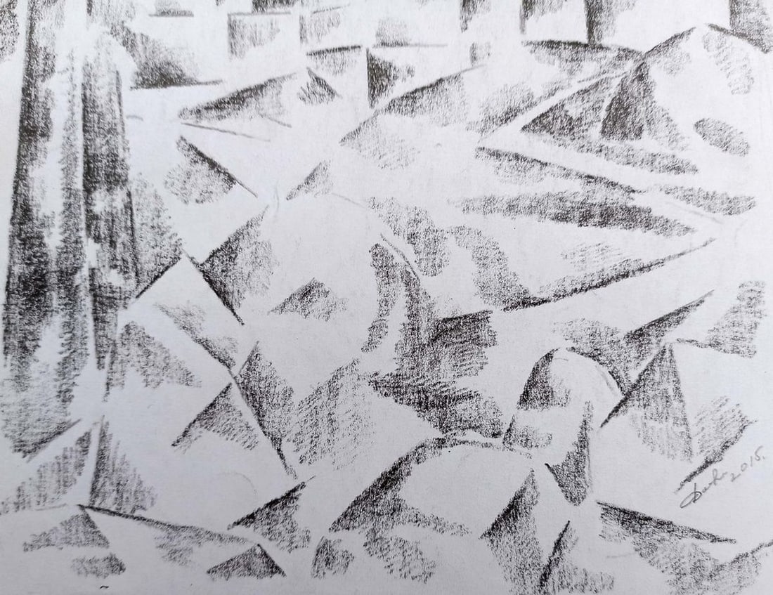 Abstract pencil painting Landscape Peter Tovpev - 5