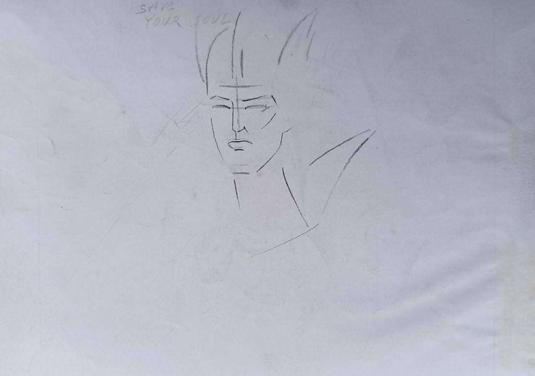 Abstract pencil painting Portrait man Peter Tovpev - 4