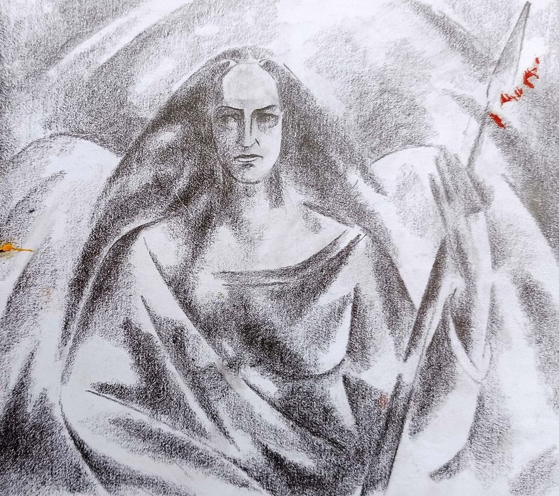 Abstract pencil painting Valkyrie Peter Tovpev: Title: Abstract pencil painting Valkyrie Peter Tovpev Description: No.Dobr 343 *** ABOUT THIS PAINTING *** * TITLE: "Valkyrie" * ARTISTS: Peter Tovpev * SIZE: 16x18 cm/6.29x7.08 inches' * MEDIUM: penc