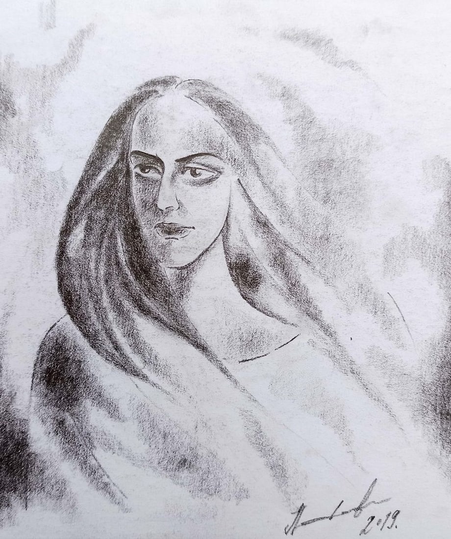 Abstract pencil painting Portrait of a girl Peter Tovpev: Title: Abstract pencil painting Portrait of a girl Peter Tovpev Description: No.Dobr 344 *** ABOUT THIS PAINTING *** * TITLE: "Portrait of a girl" * ARTISTS: Peter Tovpev * SIZE: 20x18 cm/7.87x7.08 in