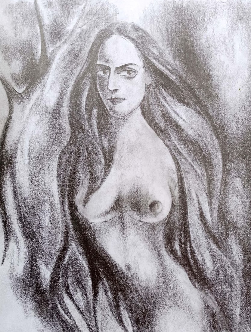 Abstract pencil painting Portrait of a naked girl Peter Tovpev: Title: Abstract pencil painting Portrait of a naked girl Peter Tovpev Description: No.Dobr 345 *** ABOUT THIS PAINTING *** * TITLE: "Portrait of a naked girl" * ARTISTS: Peter Tovpev * SIZE: 24x19 cm/